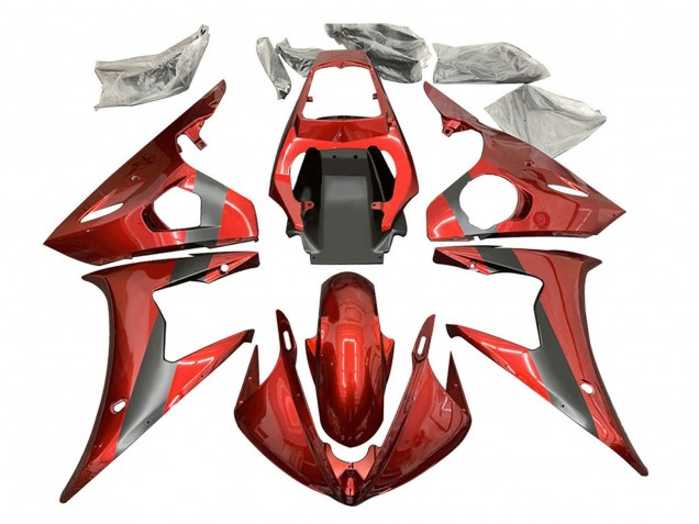 Yamaha YZF R6S Motorrad Verkleidung 2006-2009 - Rot Matt Schwarz