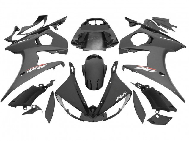 Yamaha YZF R6S Motorrad Verkleidung 2006-2009 - Glanzendes Schwarz Matt Schwarz