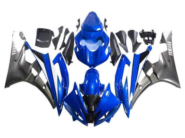 Yamaha YZF 600 R6 Motorrad Verkleidung 2006-2007 - Blau Weiss Glanzendes Schwarz