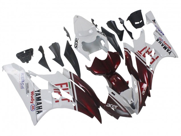 Yamaha YZF 600 R6 Motorrad Verkleidung 2006-2007 - Weiss Kastanienbraun Rot Fiat Acer Yamalube