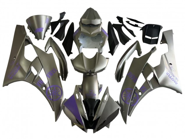 Yamaha YZF 600 R6 Motorrad Verkleidung 2006-2007 - Grau Lila Motul