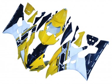 Yamaha YZF 600 R6 Motorrad Verkleidung 2006-2007 - Gelb Weiss Glanzendes Schwarz Motul