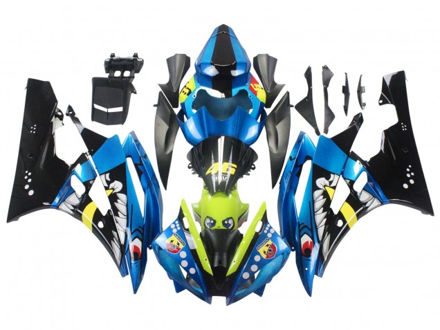 Yamaha YZF 600 R6 Motorrad Verkleidung 2006-2007 - Blau Neon Grun Schwarz Hai
