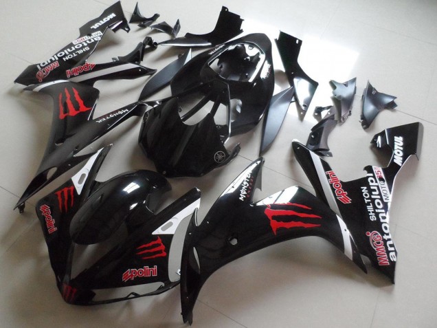 Yamaha YZF R1 Motorrad Verkleidung 2004-2006 - Glanzendes Schwarz Rot Monster