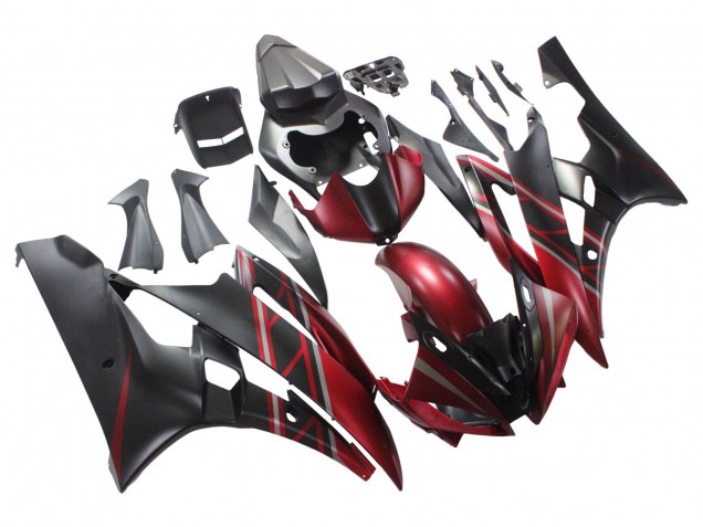 Yamaha YZF 600 R6 Motorrad Verkleidung 2006-2007 - Rot Matt Schwarz