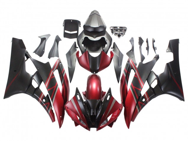 Yamaha YZF 600 R6 Motorrad Verkleidung 2006-2007 - Rot Matt Schwarz