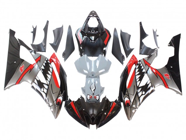 Yamaha YZF 600 R6 Motorrad Verkleidung 2008-2016 - Silber Schwarz Rot Hai 4