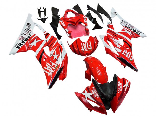 Yamaha YZF 600 R6 Motorrad Verkleidung 2008-2016 - Weiss Rot Schwarz Fiat Acer