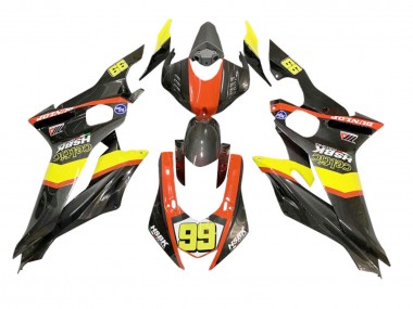 Yamaha YZF 600 R6 Motorrad Verkleidung 2008-2016 - Gelb Orange Schwarz Carbonfaser Stil