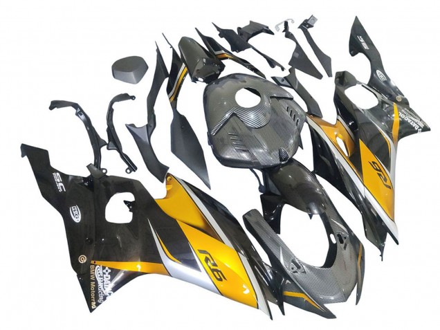 Yamaha YZF 600 R6 Motorrad Verkleidung 2017-2023 - Gold Schwarz Carbonfaser
