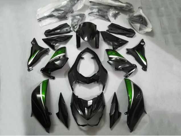 Kawasaki Z800 Motorrad Verkleidung 2013-2018 - Glanzendes Schwarz Grun Silber
