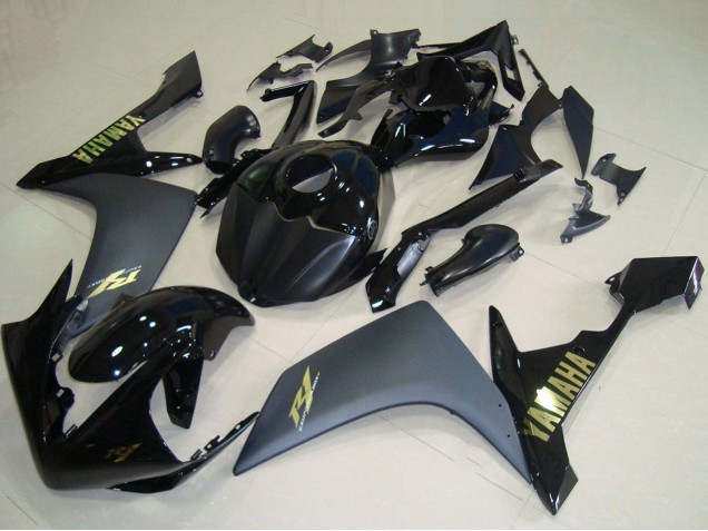 Yamaha YZF R1 Motorrad Verkleidung 2007-2008 - Glanzendes Schwarz Matt Schwarz Gold