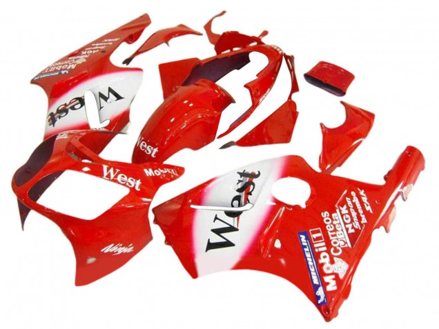 Kawasaki ZX12R Motorrad Verkleidung 2000-2001 - Rot Weiss Schwarz West