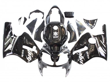 Kawasaki ZX12R Motorrad Verkleidung 2000-2001 - Glanzendes Schwarz Weiss Elf Schnee