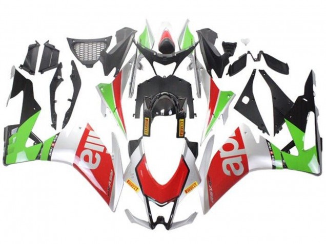 Aprilia RSV4 1000 Motorrad Verkleidung 2009-2015 - Silber Rot Grun