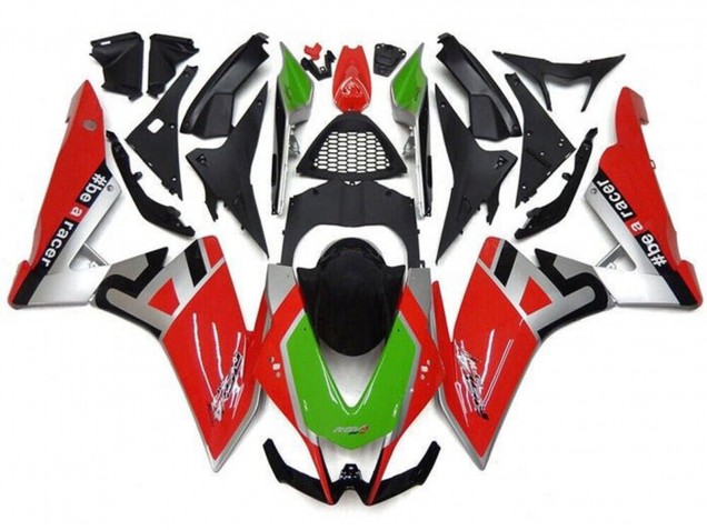 Aprilia RSV4 1000 Motorrad Verkleidung 2009-2015 - Rot Silber Grun Schwarz