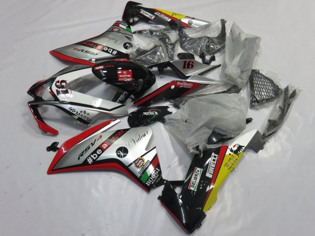 Aprilia RSV4 1000 Motorrad Verkleidung 2009-2015 - Silber Rot Schwarz Gelb