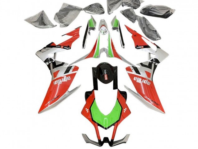 Aprilia RSV4 1000 Motorrad Verkleidung 2016-2020 - Rot Silber Schwarz Grun