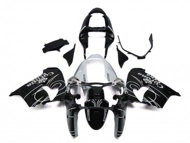 Kawasaki ZX9R Motorrad Verkleidung 2002-2003 - Glanzendes Schwarz Weiss Corona Extra