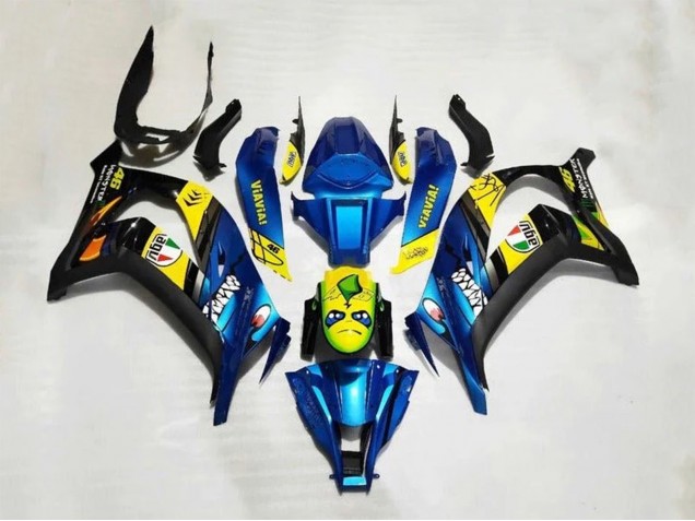 Kawasaki ZX10R Motorrad Verkleidung 2016-2020 - Blau Gelb Hai