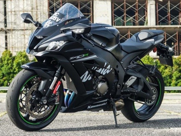 Kawasaki ZX10R Motorrad Verkleidung 2016-2020 - Matt Schwarz Weiss Grun