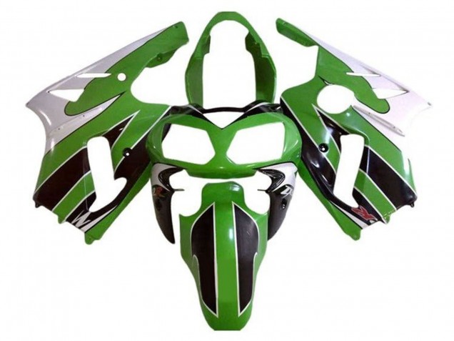Kawasaki ZX12R Motorrad Verkleidung 2000-2001 - Weiss Grun Schwarz Streifen