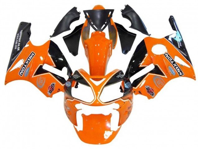 Kawasaki ZX12R Motorrad Verkleidung 2000-2001 - Orange Schwarz Weiss Maxton