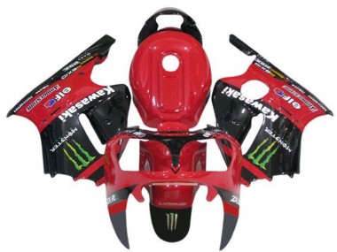 Kawasaki ZX12R Motorrad Verkleidung 2000-2001 - Rot Schwarz Grun Monster