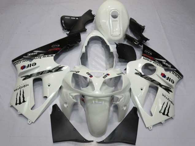 Kawasaki ZX12R Motorrad Verkleidung 2000-2001 - Perl Weiss Schwarz Elf Monster Energy