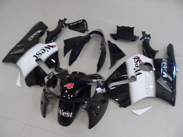 Kawasaki ZX12R Motorrad Verkleidung 2002-2006 - Glanzendes Schwarz Weiss Rot West Mobil 4
