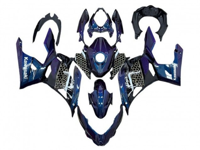 Kawasaki Ninja 400 Motorrad Verkleidung 2018-2024 - Blau Weiss Bienenwabe