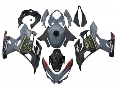 Kawasaki Ninja 400 Motorrad Verkleidung 2018-2024 - Grau Schwarz Rot Bienenwabe