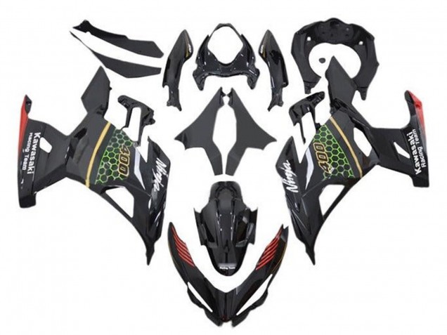 Kawasaki Ninja 400 Motorrad Verkleidung 2018-2024 - Schwarz Grun Rot Gelb Waben