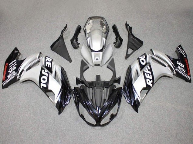 Kawasaki Ninja 650 EX650 Motorrad Verkleidung 2012-2016 - Silber Schwarz Repsol