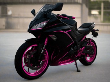 Kawasaki Ninja 650 EX650 Motorrad Verkleidung 2017-2019 - Glanzendes Schwarz Rosa Streifen
