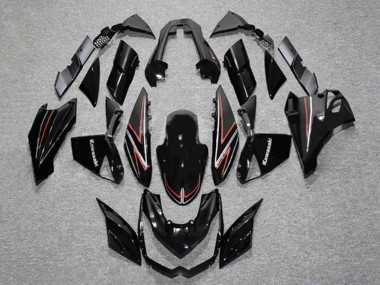 Kawasaki Z1000 Motorrad Verkleidung 2010-2013 - Glanzendes Schwarz Rot Streifen