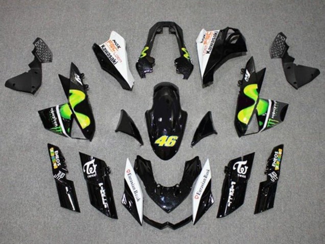 Kawasaki Z1000 Motorrad Verkleidung 2010-2013 - Glanzendes Schwarz Weiss Grun MoviStar Monster