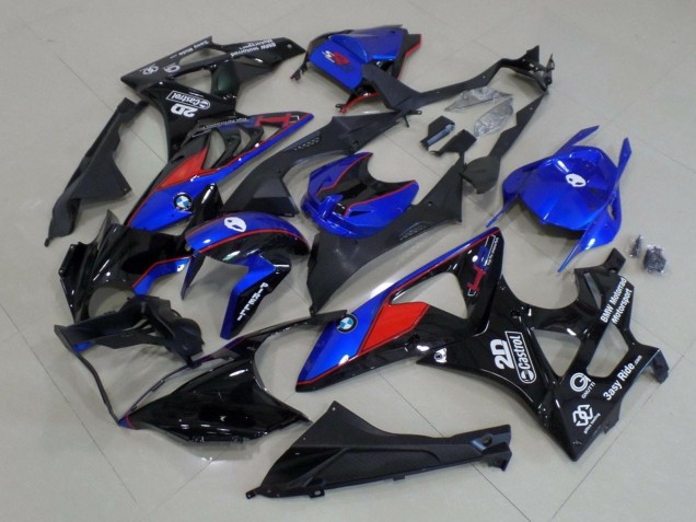 BMW S1000RR Motorrad Verkleidung 2015-2016 - Blau Rot Glanzendes Schwarz Castrol