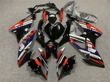 BMW S1000RR Motorrad Verkleidung 2015-2016 - Weiss Rot Blau Glanzendes Schwarz Streifen
