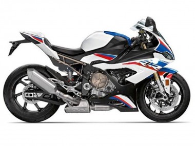 BMW S1000RR Motorrad Verkleidung 2019-2022 - Weiss Blau Rot Streifen