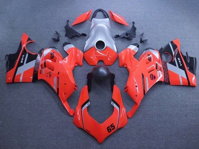 Ducati Panigale V4 V4S Motorrad Verkleidung 2020-2021 - Silber Rot Matt Schwarz Streifen 65