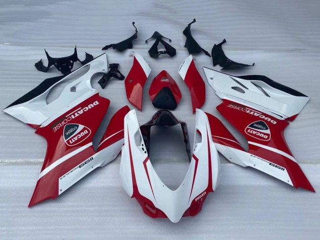 Ducati Panigale 1199 Motorrad Verkleidung 2011-2014 - Weiss Rot Glanzendes Schwarz