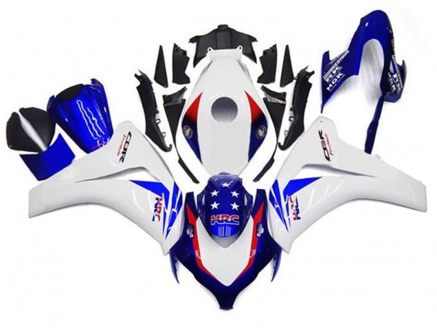 Honda CBR1000RR Motorrad Verkleidung 2008-2011 - Weiss Rot Blau Stern HRC