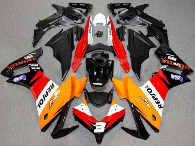Honda CBR500R Motorrad Verkleidung 2013-2015 - Orange Weiss Rot Glanzendes Schwarz Repsol