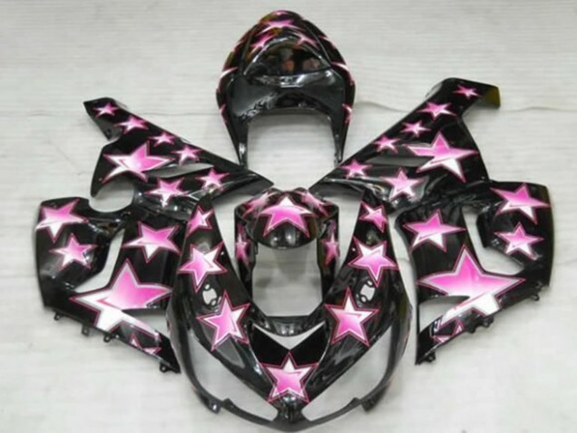 Kawasaki ZX6R Motorrad Verkleidung 2005-2006 - Schwarz Rosa Stern