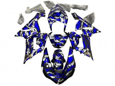 Kawasaki ZX6R Motorrad Verkleidung 2005-2006 - Blau Camouflage