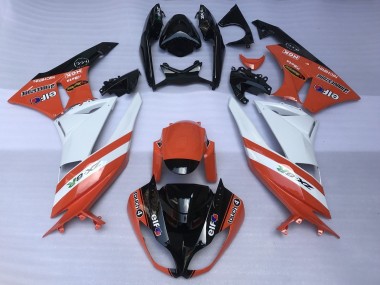 Kawasaki ZX6R Motorrad Verkleidung 2007-2008 - Orange Weiss Schwarz