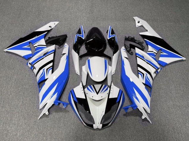 Kawasaki ZX6R Motorrad Verkleidung 2007-2008 - Weiss Blau Schwarz