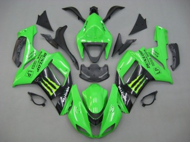 Kawasaki ZX6R Motorrad Verkleidung 2007-2008 - Grun Schwarz Monster Energy
