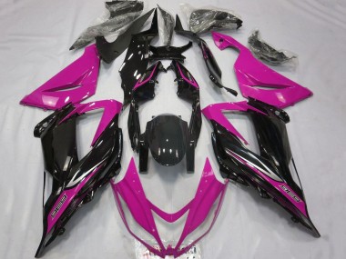 Kawasaki ZX6R Motorrad Verkleidung 2013-2018 - Rosa Glanzendes Schwarz